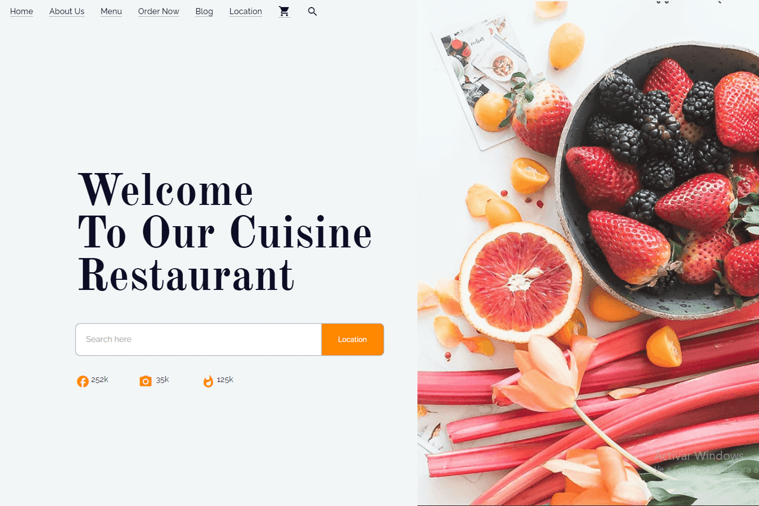 Imagen de la sección de Home de mi proyecto "Cuisine Restaurant".