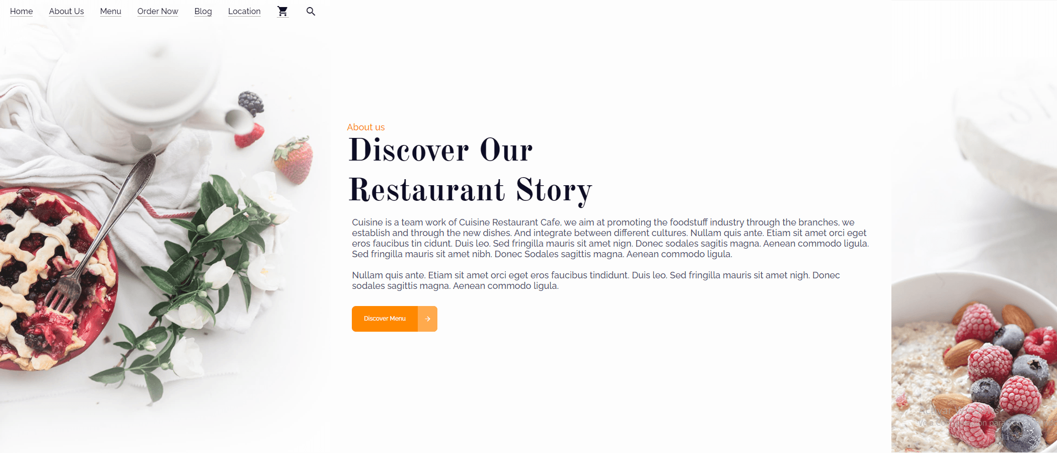 Imagen de la sección de Sobre Nosotros de mi proyecto "Cuisine Restaurant".