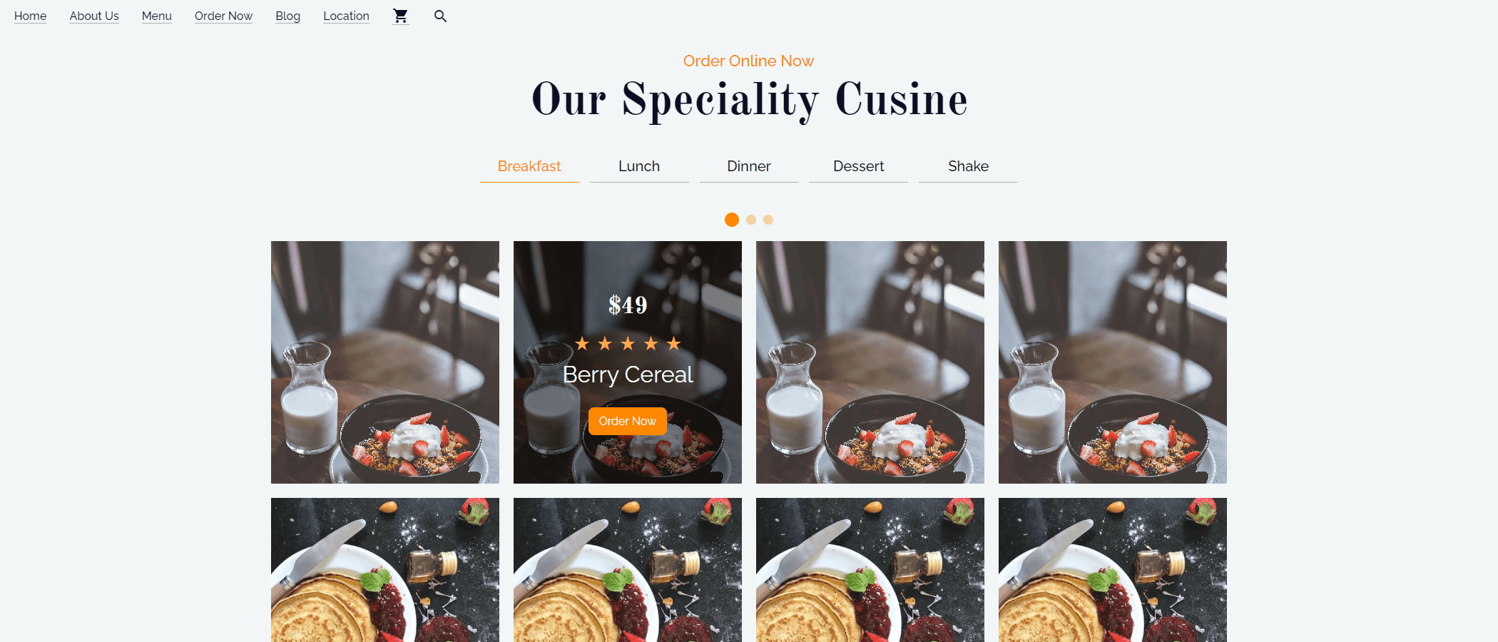 Imagen de la sección de Menú de mi proyecto "Cuisine Restaurant".