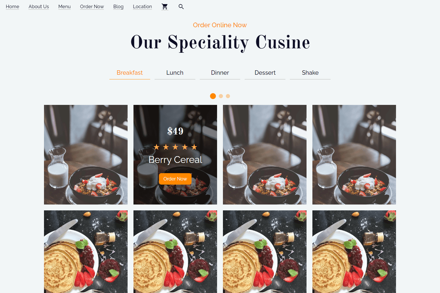 Imagen de la sección de Menú de mi proyecto "Cuisine Restaurant".