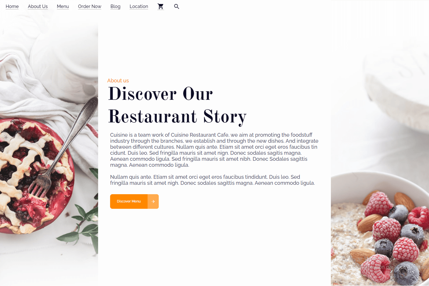 Imagen de la sección de Sobre Nosotros de mi proyecto "Cuisine Restaurant".